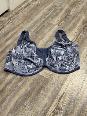 Elomi Energise Underwire Sports Bra 34O Vintage Denim Floral Unlined EL 8042